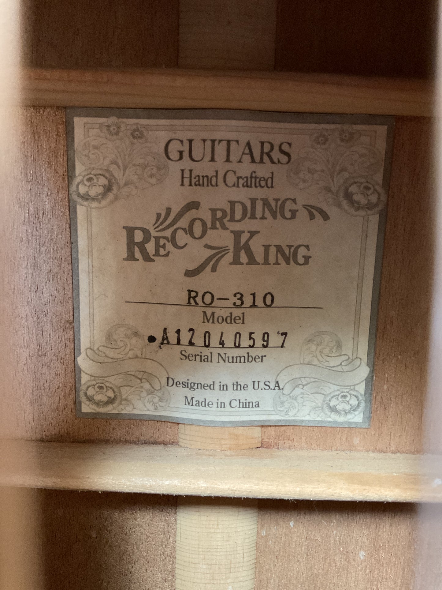 Recording King RO-310 Acoustic Guitar (2012) with Case