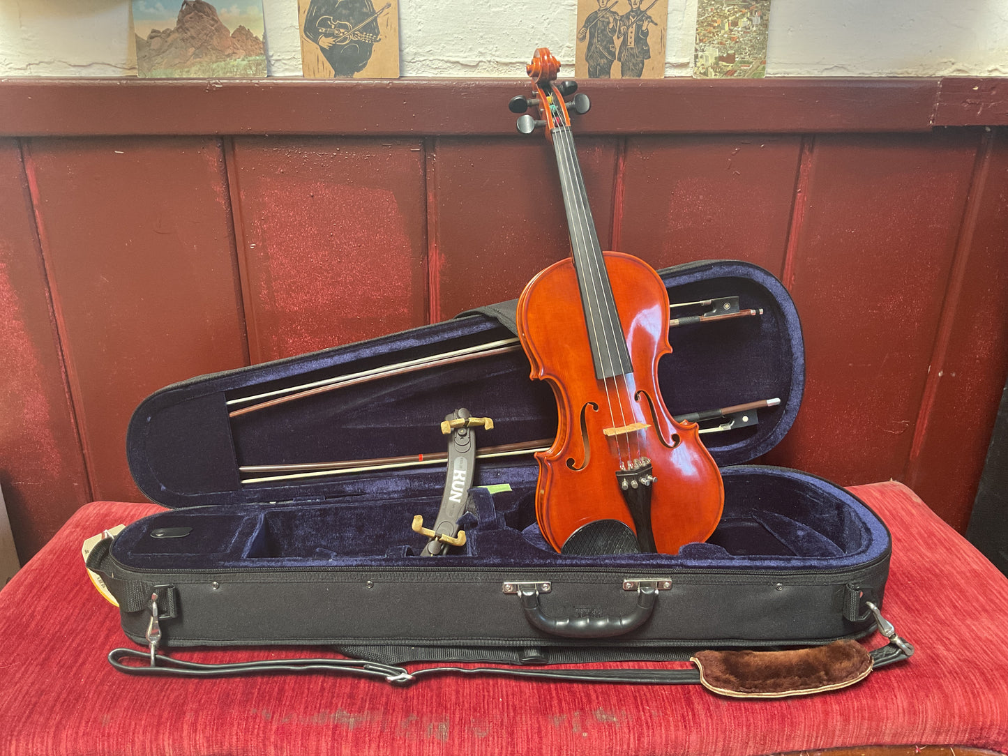 Reconstructed No Label 19th-Century Violin Outfit, 7/8 Size