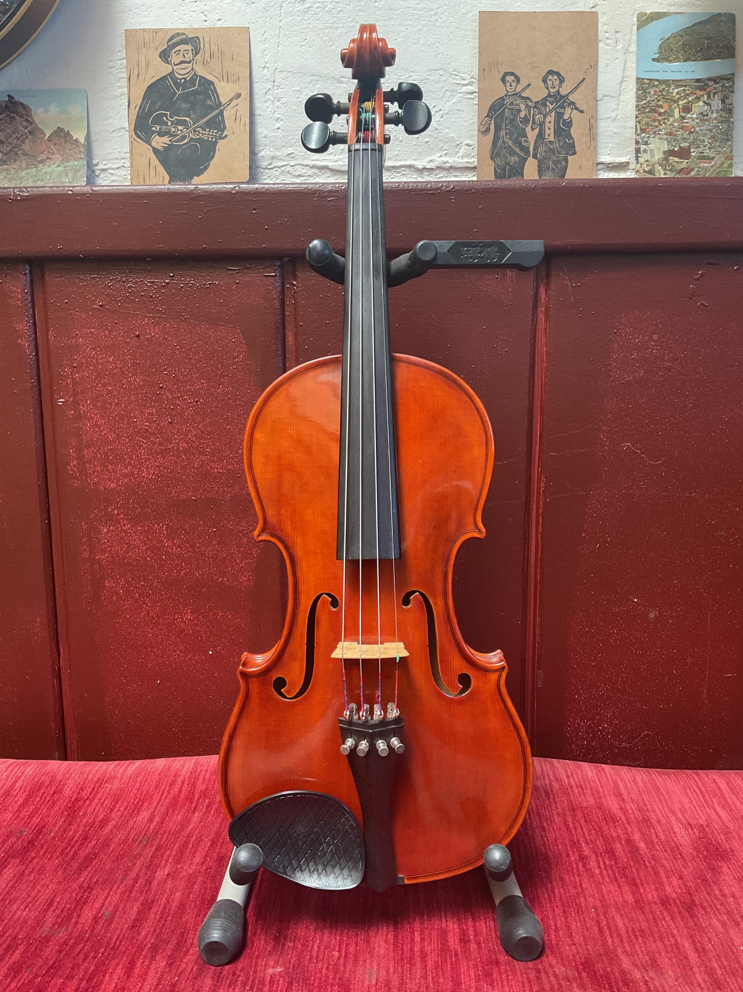 Reconstructed No Label 19th-Century Violin Outfit, 7/8 Size