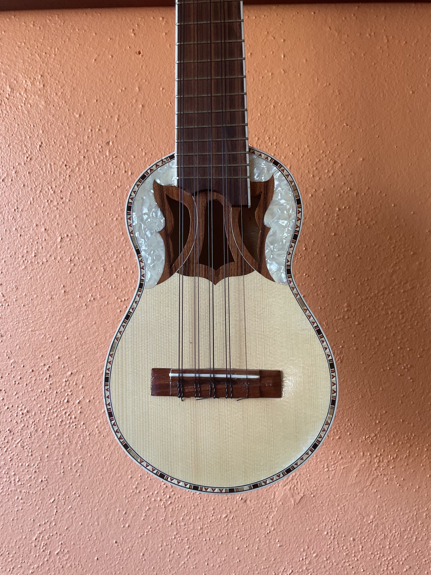Traditional Semi-Professional Bolivian Butterfly Charango (Carved Armadillo) with Bag