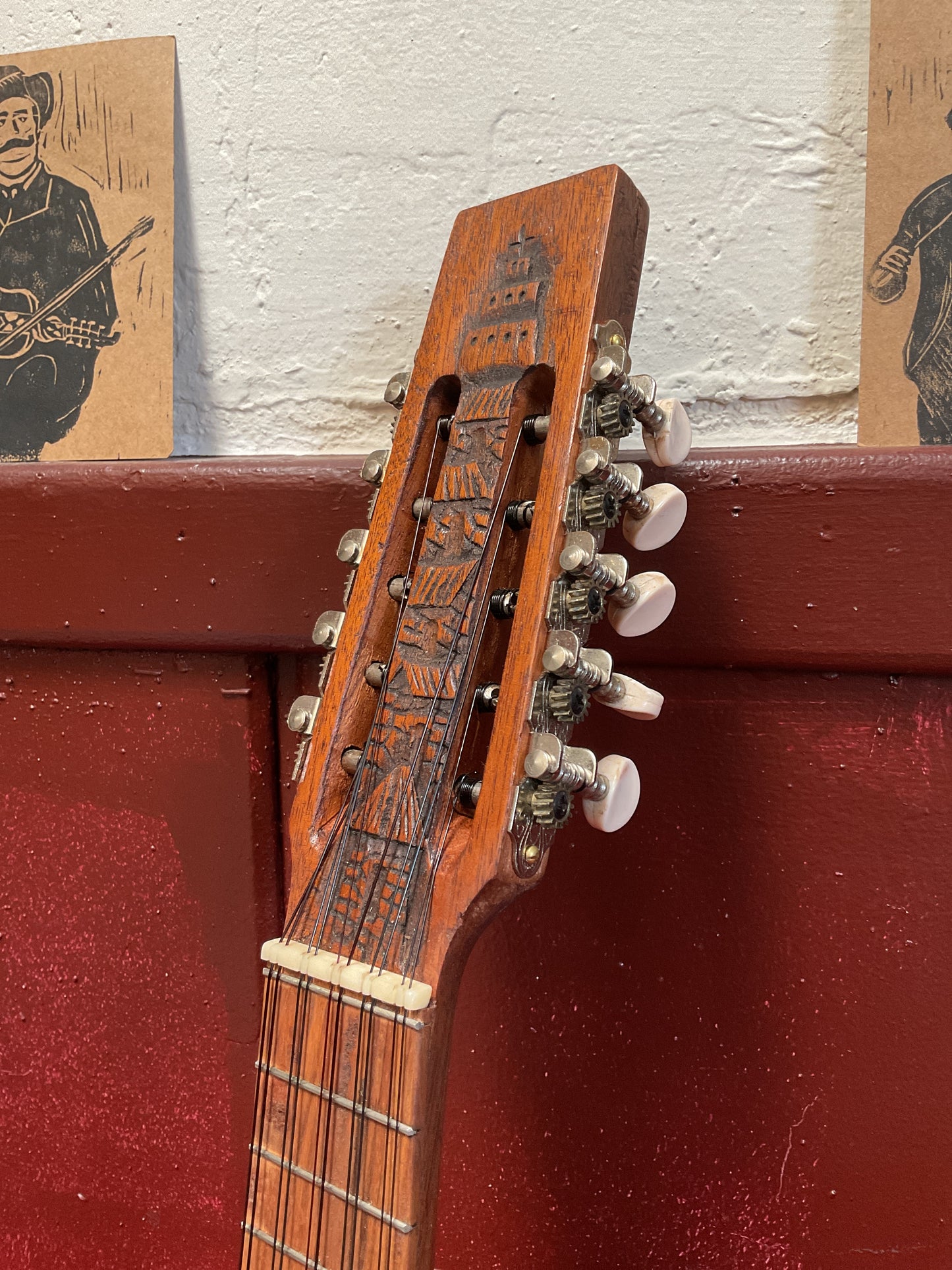 Traditional Semi-Professional Bolivian Charango (Alpaca Motif) with Bag