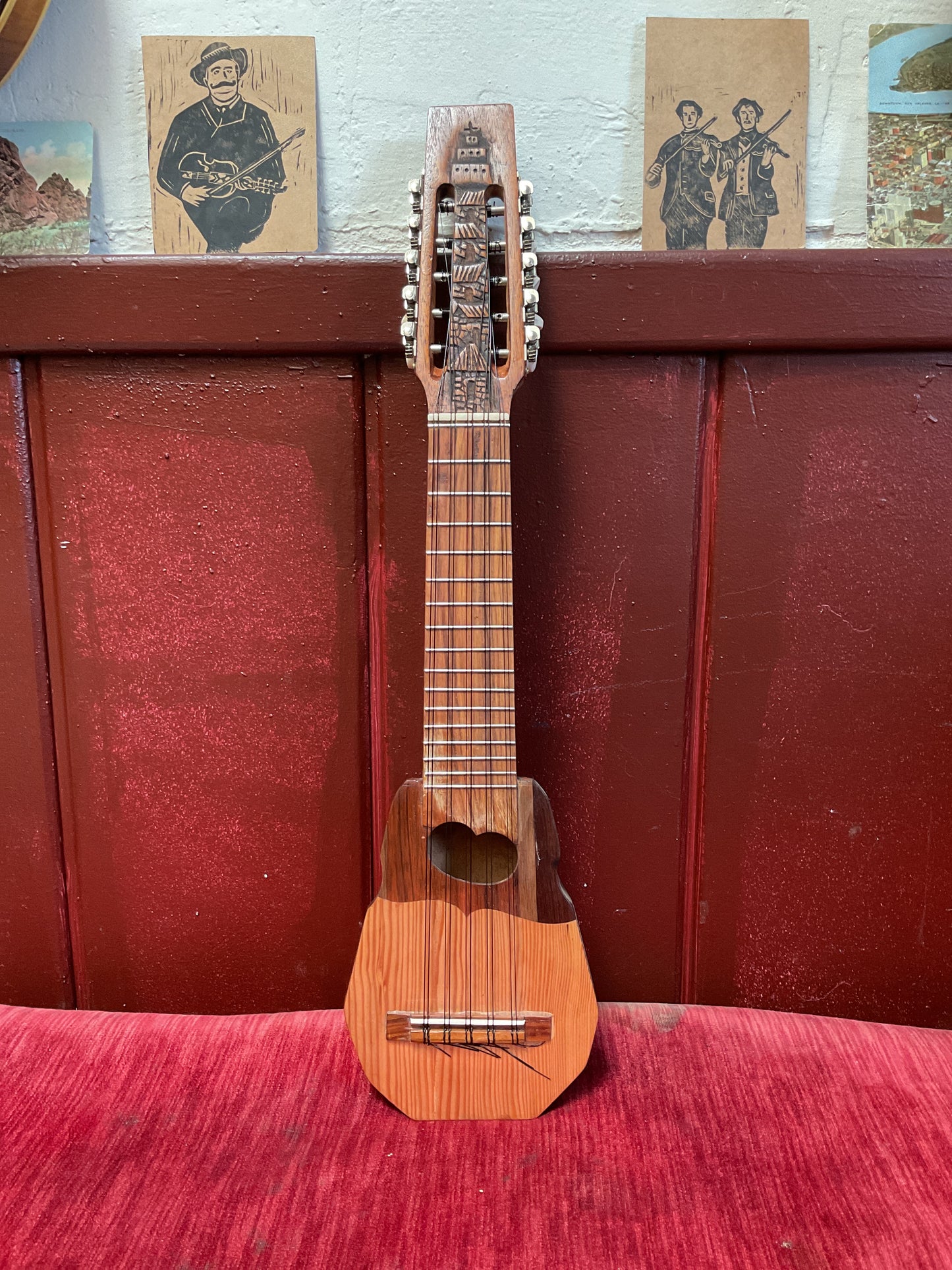 Traditional Semi-Professional Bolivian Charango (Alpaca Motif) with Bag