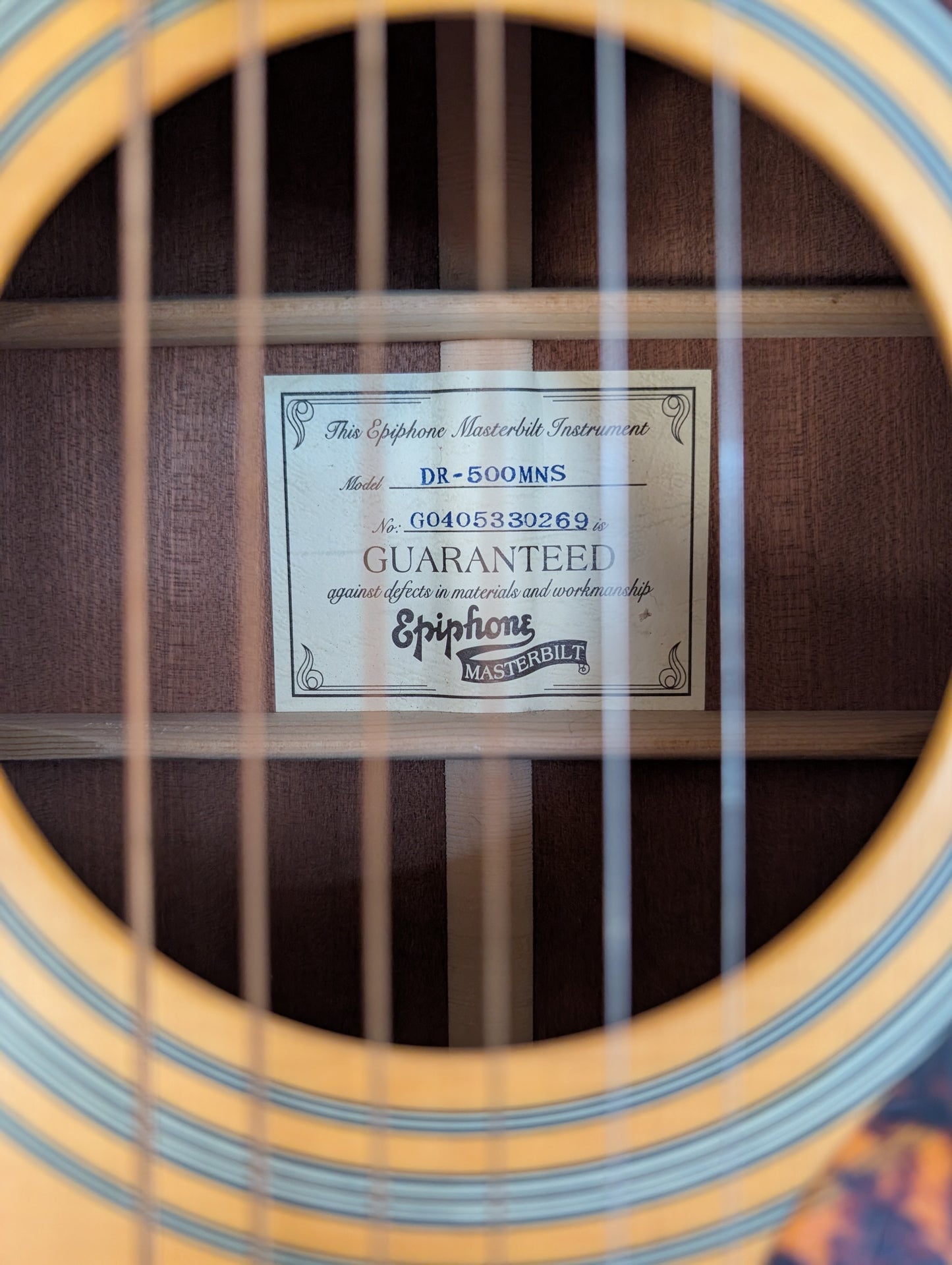 Epiphone DR-500 MNS Masterbuilt Acoustic Guitar (2010s) with Case