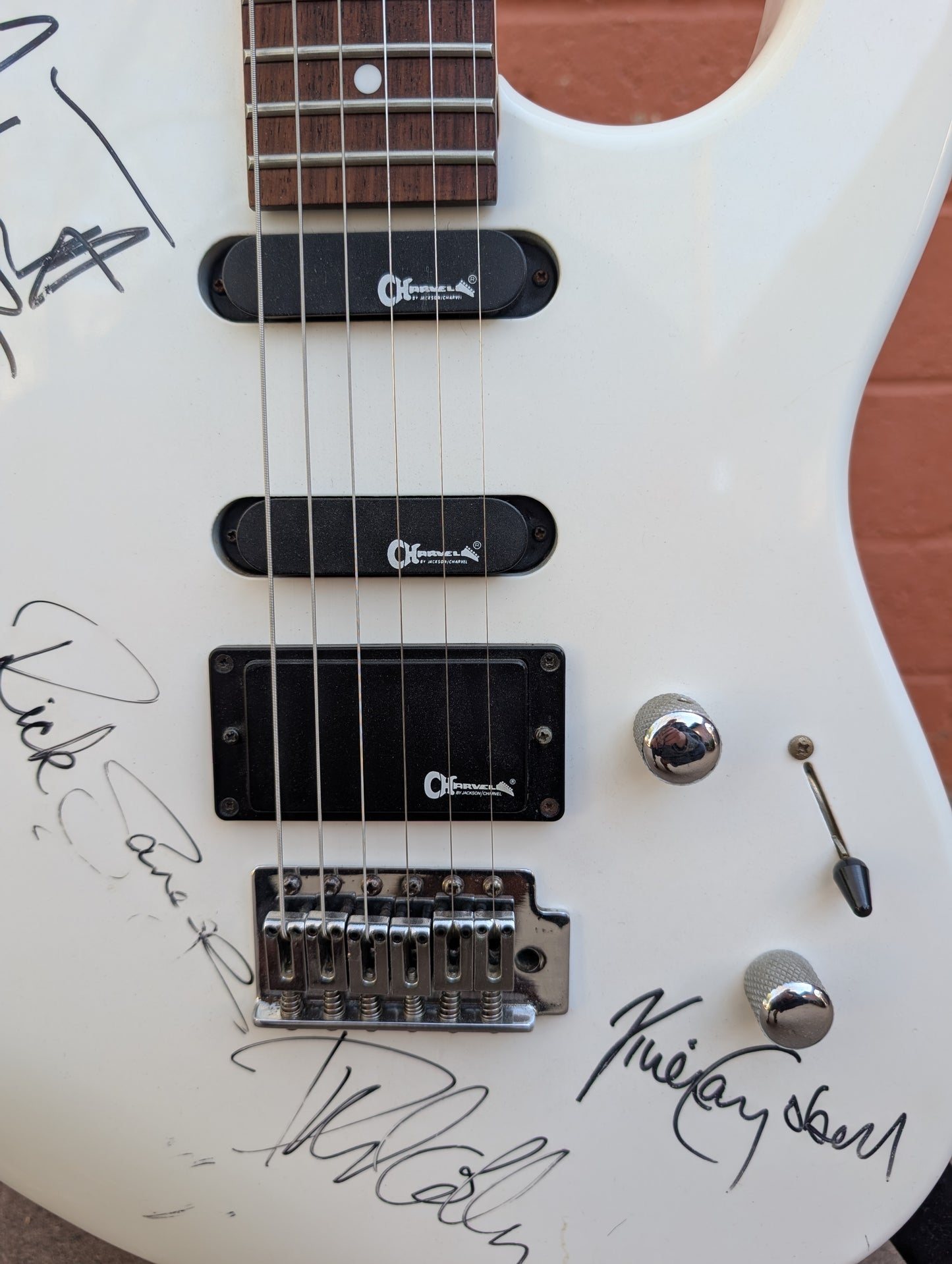 Def Leppard Signed Charvette by Charvel Model 200 (ca. 1990 | Made in Japan) Snow White Electric Guitar